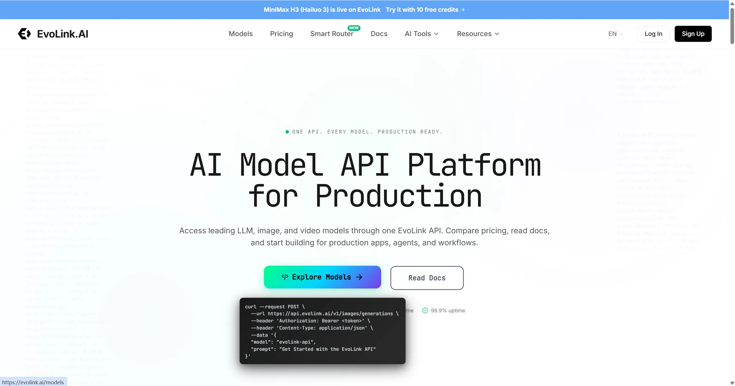 EvoLink homepage