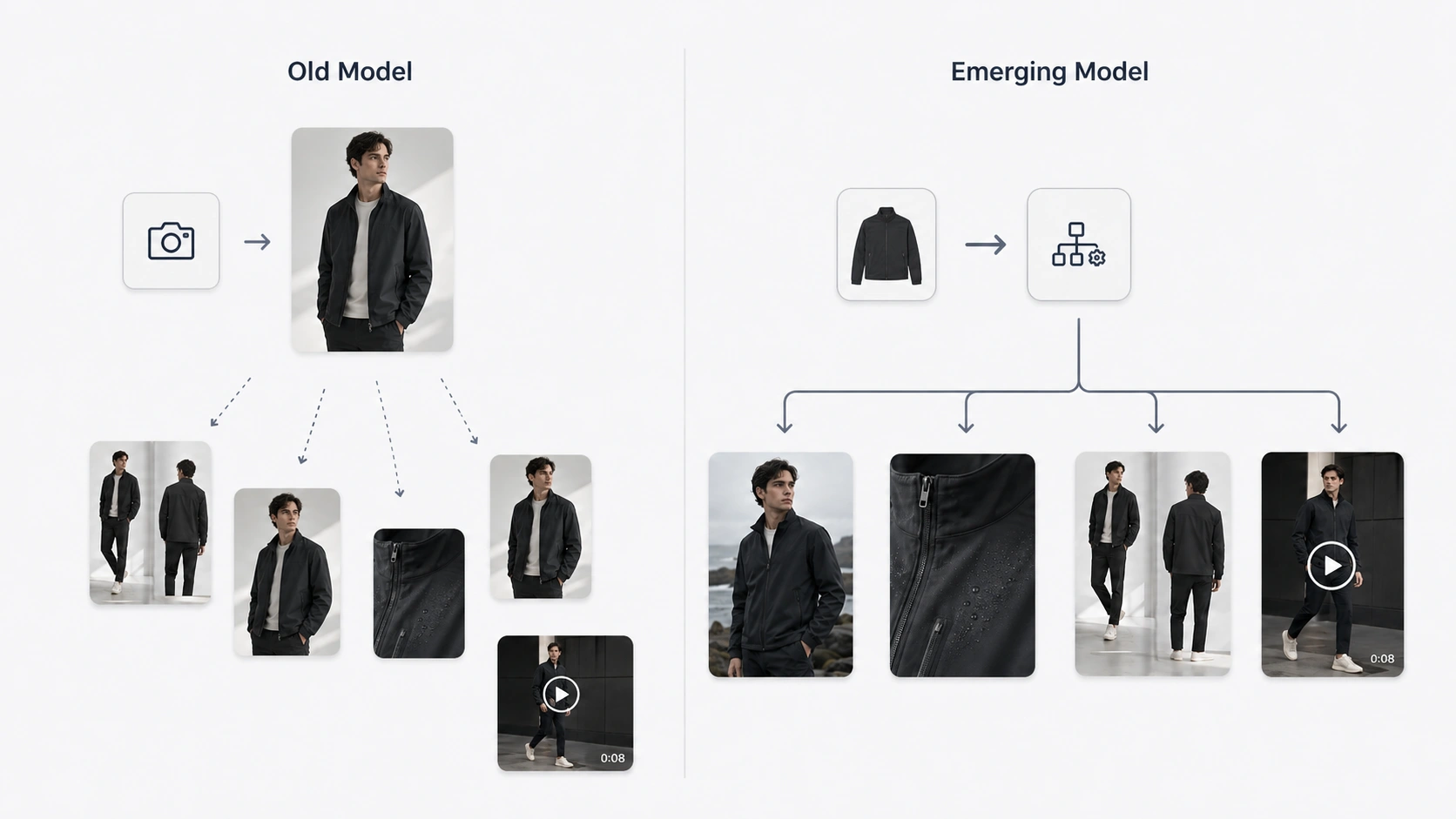 Old single-image model vs new multi-asset automation pipeline